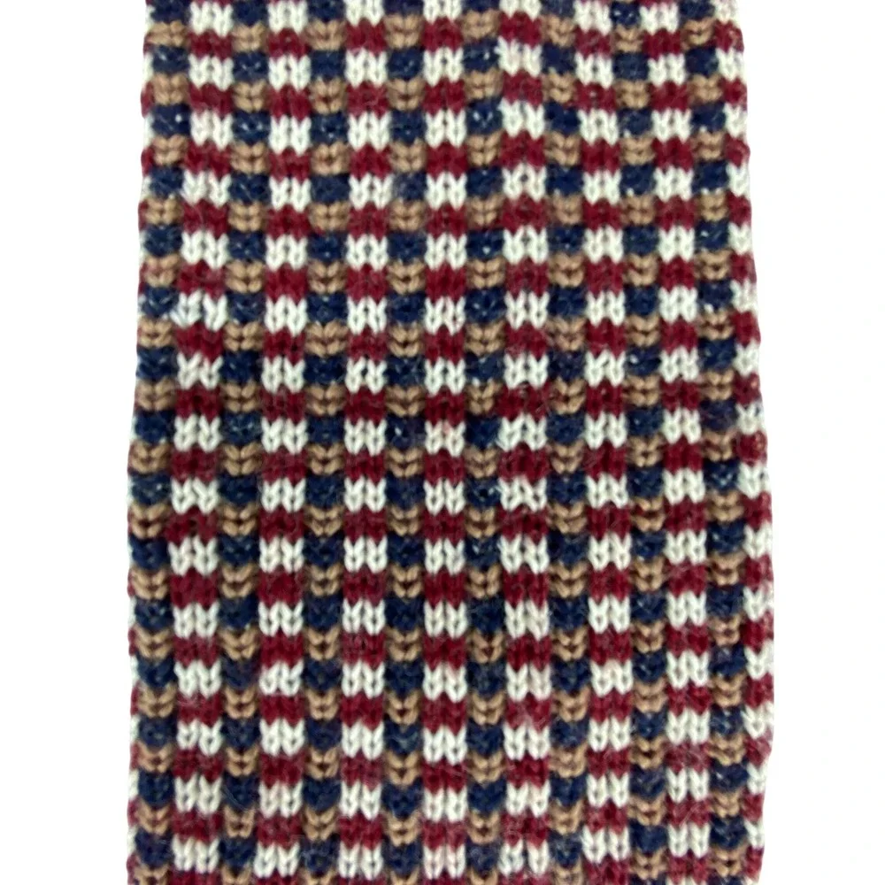 VTG Briar Pride of England Wool Knit Tie Mens Red Blue Grid Square End 52x3.5